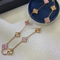 [Luna Brilliance]CLOVER 10 MOTIFS  LASER PINK MOP NECKLACE