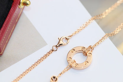 [Luna Brilliance]LOVE NECKLACE ADJUSTABLE ROSE GOLD 2 DIAMOND