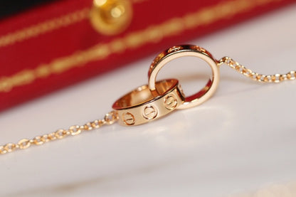 [Luna Brilliance]LOVE NECKLACE PINK GOLD AND SILVER