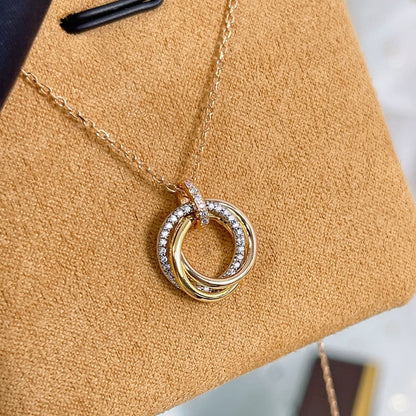 [Luna Brilliance]TRINITY NECKLACE SILVER GOLD PINK GOLD DIAMONDS