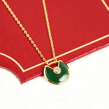 [Luna Brilliance]AMULETTE GOLD MALACHITE NECKLACE