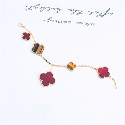 [Luna Brilliance]CLOVER BRACELET 5 MOTIFS CARNELIAN TIGER EYE