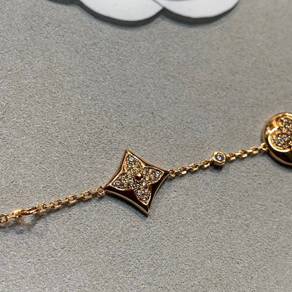 [Luna Brilliance]STAR AND SUN 4 MOTIFS GOLD DIAMONDS BRACELET