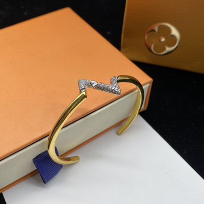 [Luna Brilliance]VOLTE UPSITE DOWN DIAMOND GOLD OPEN BRACELET