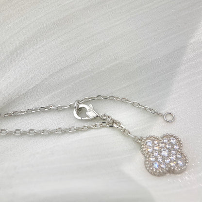 [Luna Brilliance]CLOVER 5 MOTIFS SILVER DIAMONDS NECKLACE