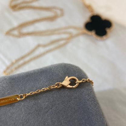 [Luna Brilliance]CLOVER 25MM NECKLACE GOLD ONYX