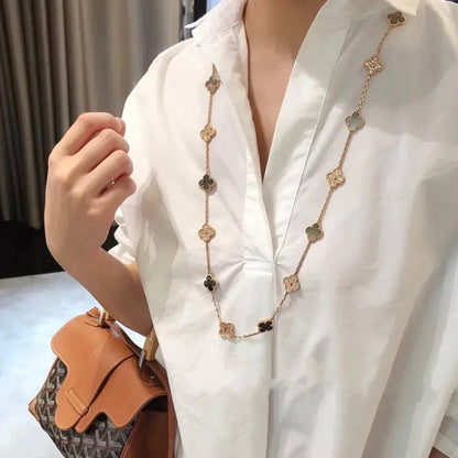 [Luna Brilliance]CLOVER 20 MOTIFS DARK MOP DIAMOND  NECKLACE