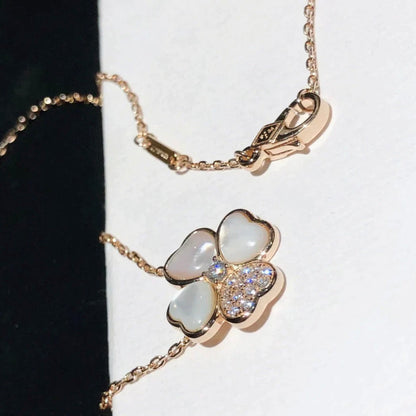 [Luna Brilliance]CLOVER MOP DIAMOND ROSE GOLD NECKLACE