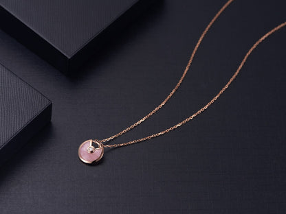 [Luna Brilliance]AMULETTE ROSE GOLD PINK MOP NECKLACE