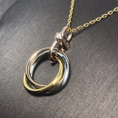 [Luna Brilliance]TRINITY SILVER GOLD PINK GOLD NECKLACE
