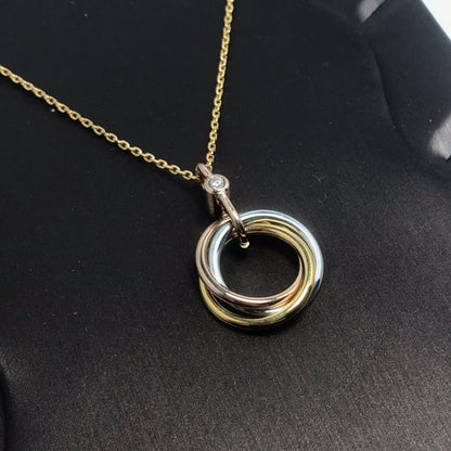 [Luna Brilliance]TRINITY SILVER GOLD PINK GOLD NECKLACE