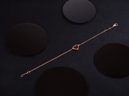 [Luna Brilliance]HEART CARNELIAN PINK GOLD BRACELET