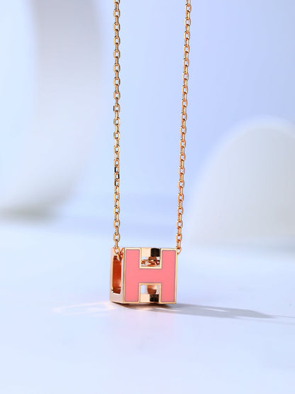 [Luna Brilliance]H CAGE PINK GOLD NECKLACE