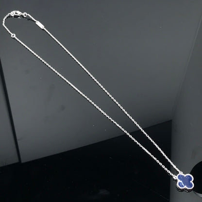 [Luna Brilliance]CLOVER PIETERSITE SILVER LONG NECKLACE