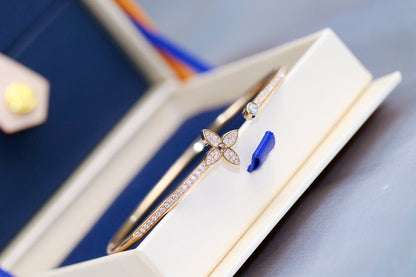 [Luna Brilliance]IDYLLE PINK GOLD OPEN BRACELET DIAMOND PAVED