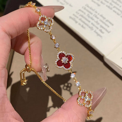 [Luna Brilliance]CLOVER 5 MOTIF PINK BLUE RED WHITE BRACELET