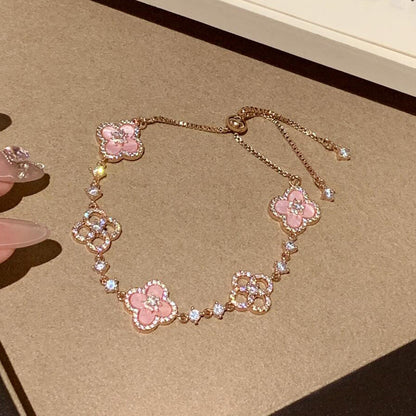 [Luna Brilliance]CLOVER 5 MOTIF PINK BLUE RED WHITE BRACELET