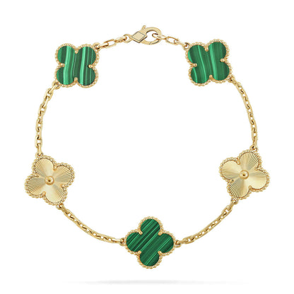 [Luna Brilliance]THICK GOLD-PLATED CUSTOM SIZE EDITION CLOVER LASER GOLD BRACELET COLLECTION,5 MOTIFS
