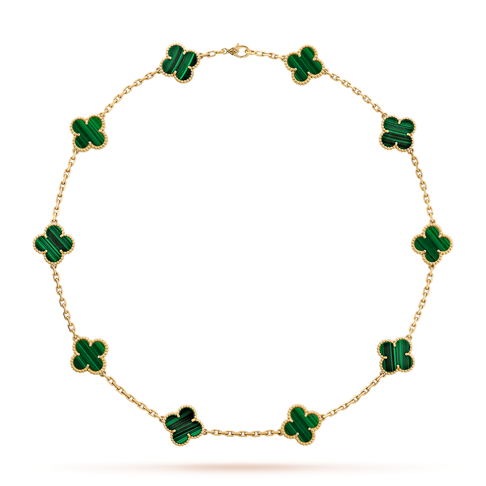 [Luna Brilliance]CLOVER 10 MOTIFS MALACHITE NECKLACE