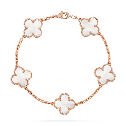 [Luna Brilliance]THICK GOLD-PLATED CUSTOM SIZE EDITION CLOVER ROSE GOLD BRACELET COLLECTION,5 MOTIFS