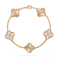 [Luna Brilliance]CLOVER DIAMOND ROSE GOLD BRACELET COLLECTION,5 MOTIFS