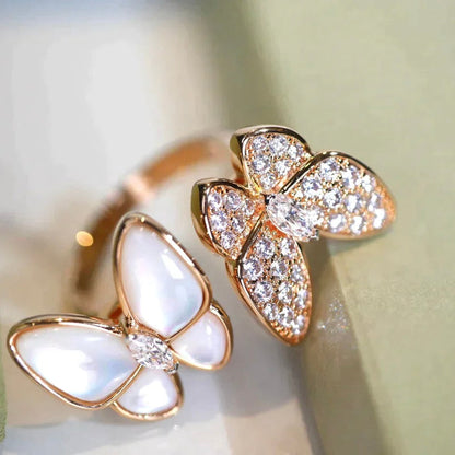 [Luna Brilliance]TWIN BUTTERFLY DIAMOND MOP RING