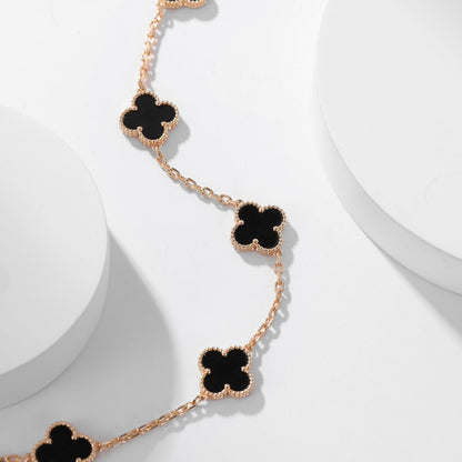 [Luna Brilliance]CLOVER 10 MOTIFS ONYX NECKLACE