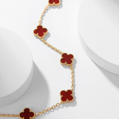[Luna Brilliance]CLOVER 10 MOTIFS CARNELIAN NECKLACE