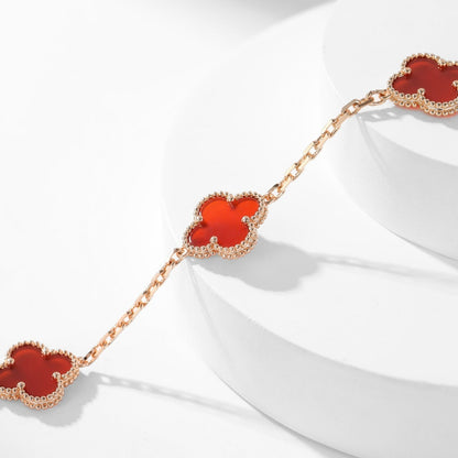 [Luna Brilliance]CLOVER 10 MOTIFS CARNELIAN NECKLACE