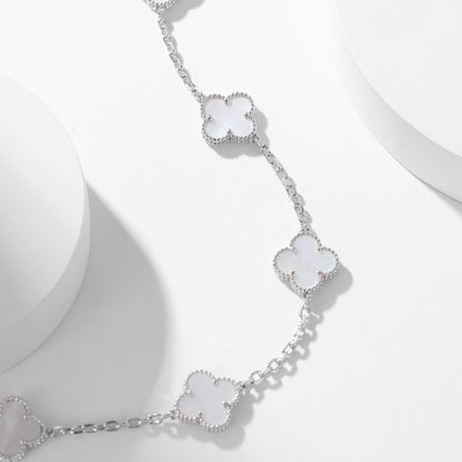 [Luna Brilliance]CLOVER 10 MOTIFS WHITE MOTHER OF PEARL NECKLACE
