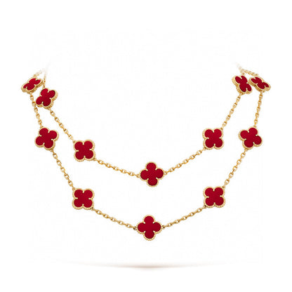 [Luna Brilliance]CLOVER 20 MOTIFS CARNELIAN NECKLACE