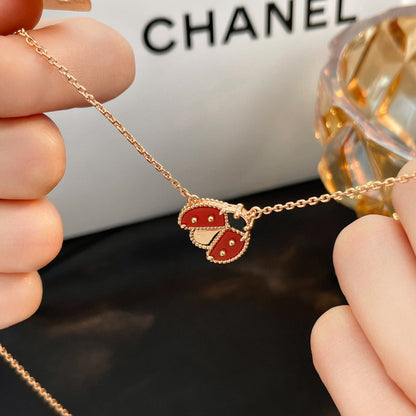 [Luna Brilliance]LUCKY  CARNELIANS LADYBUG NECKLACE