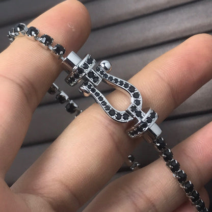 [Luna Brilliance]FORCE  LARGE HORSESHOE FULL DIAMOND TENNIS BRACELET