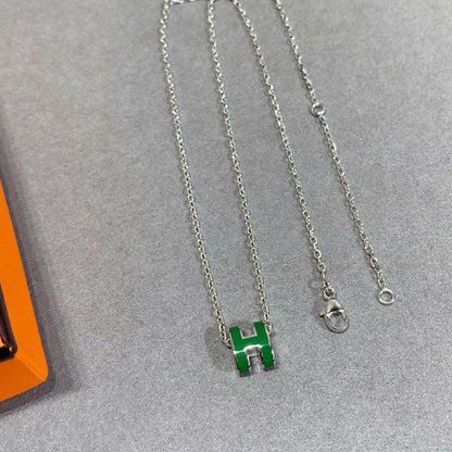 [Luna Brilliance]POP H GREEN NECKLACE SILVER AND GOLD