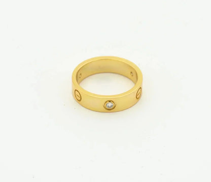 [Luna Brilliance]LOVE RING 4MM 1 DIAMOND GOLD