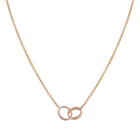 [Luna Brilliance]LOVE NECKLACE DOUBLE RING PINK GOLD