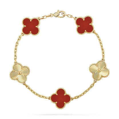 [Luna Brilliance]THICK GOLD-PLATED CUSTOM SIZE EDITION CLOVER LASER GOLD BRACELET COLLECTION,5 MOTIFS