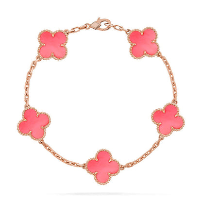 [Luna Brilliance]THICK GOLD-PLATED CUSTOM SIZE EDITION CLOVER ROSE GOLD BRACELET COLLECTION,5 MOTIFS