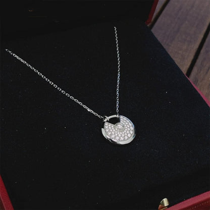 [Luna Brilliance]AMULETTE SILVER FULL DIAMOND NECKLACE