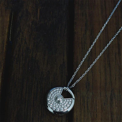 [Luna Brilliance]AMULETTE SILVER FULL DIAMOND NECKLACE