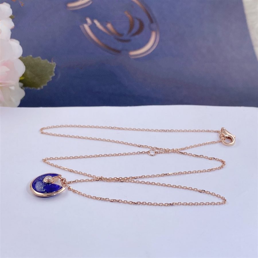 [Luna Brilliance]AMULETTE ROSE GOLD AGATE NECKLACE