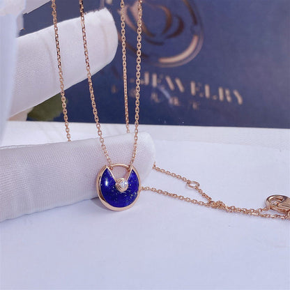 [Luna Brilliance]AMULETTE ROSE GOLD AGATE NECKLACE