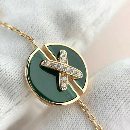 [Luna Brilliance]JEUX DE BRACELET MALACHITE PINK GOLD DIAMONDS