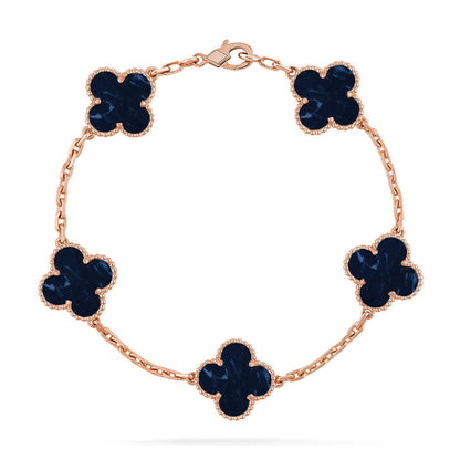 [Luna Brilliance]THICK GOLD-PLATED CUSTOM SIZE EDITION CLOVER ROSE GOLD BRACELET COLLECTION,5 MOTIFS