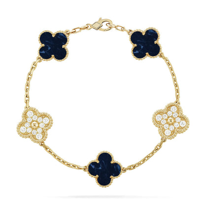 [Luna Brilliance]TIFSTHICK GOLD-PLATED CUSTOM SIZE EDITION CLOVER DIAMOND GOLD BRACELET COLLECTION,5 MO
