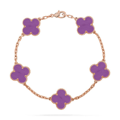 [Luna Brilliance]THICK GOLD-PLATED CUSTOM SIZE EDITION CLOVER ROSE GOLD BRACELET COLLECTION,5 MOTIFS