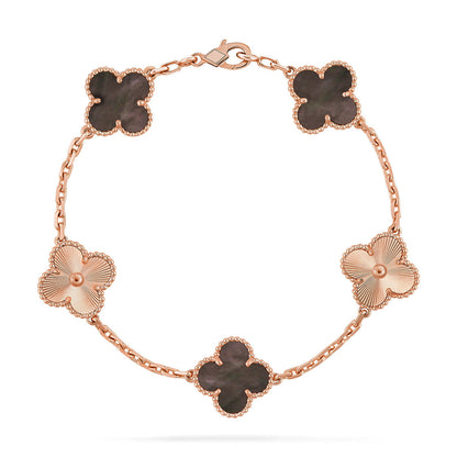 [Luna Brilliance]THICK GOLD-PLATED CUSTOM SIZE EDITION CLOVER LASER ROSE GOLD BRACELET COLLECTION,5 MOTIFS