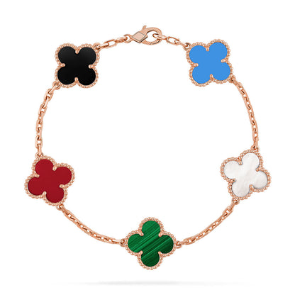 [Luna Brilliance]THICK GOLD-PLATED CUSTOM SIZE EDITION CLOVER ROSE GOLD BRACELET COLLECTION,5 MOTIFS