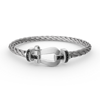 [Luna Brilliance]FORCE LARGE HORSESHOE BLACK DIAMOND BRACELET SILVER