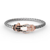 [Luna Brilliance]FORCE LARGE HORSESHOE BLACK WHITE DIAMOND BRACELET ROSE GOLD
